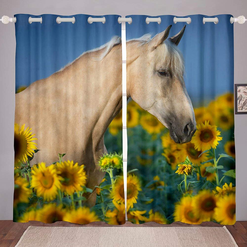Sunflower Horse Curtains for Kids Bedroom - 42