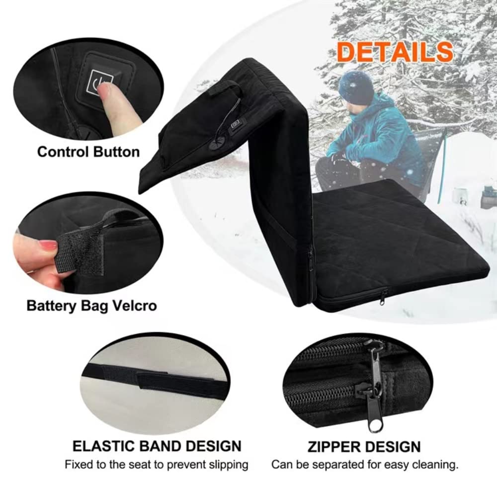 Portable Heated Camping Chair for Adults - Foldable Outdoor Seat with Back Support & Heating Function - Perfect for Camping, Hiking, Beach & Backyard Use (Power Pack Not Included)