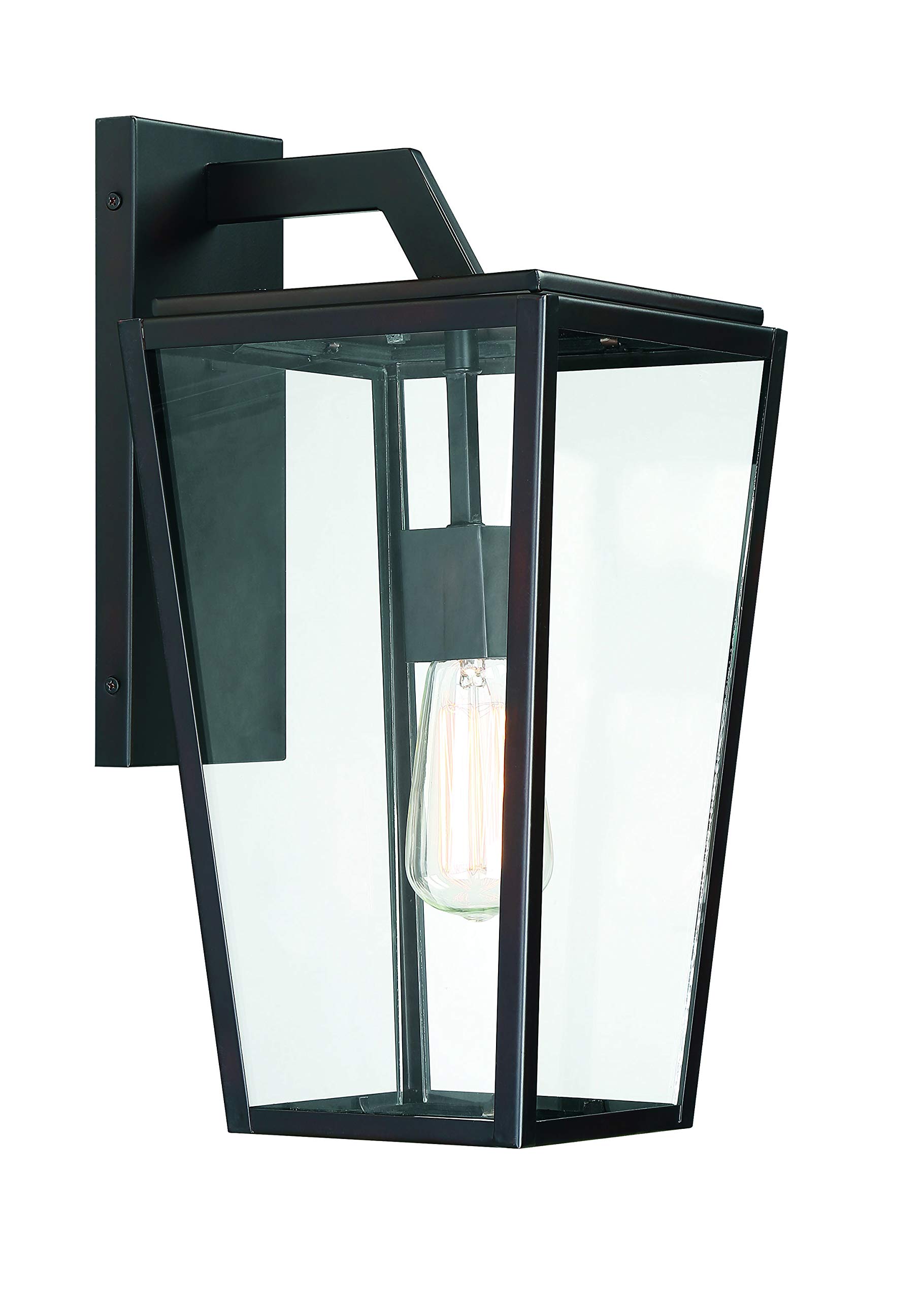 Savoy House Milton Modern Clear Glass Outdoor Wall Lantern - 1-Light 60W English Bronze Fixture (17