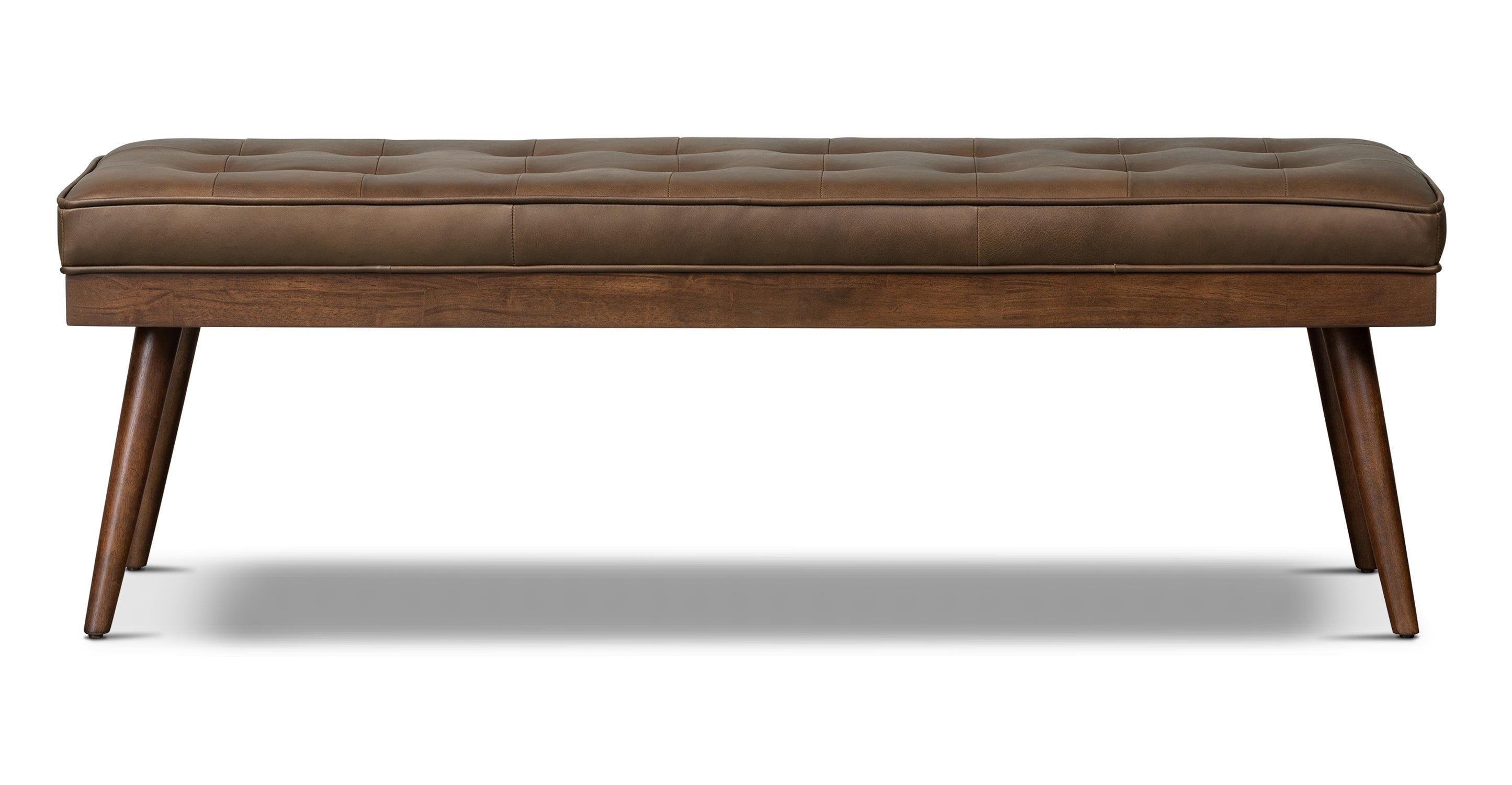 Luca Leather Bench - Modern Upholstered Storage Ottoman with Tufted Design for Living Room, Bedroom, or Entryway - Durable Faux Leather Seat with Sturdy Wooden Legs - Perfect for Extra Seating, Footrest, or Stylish Home Decor