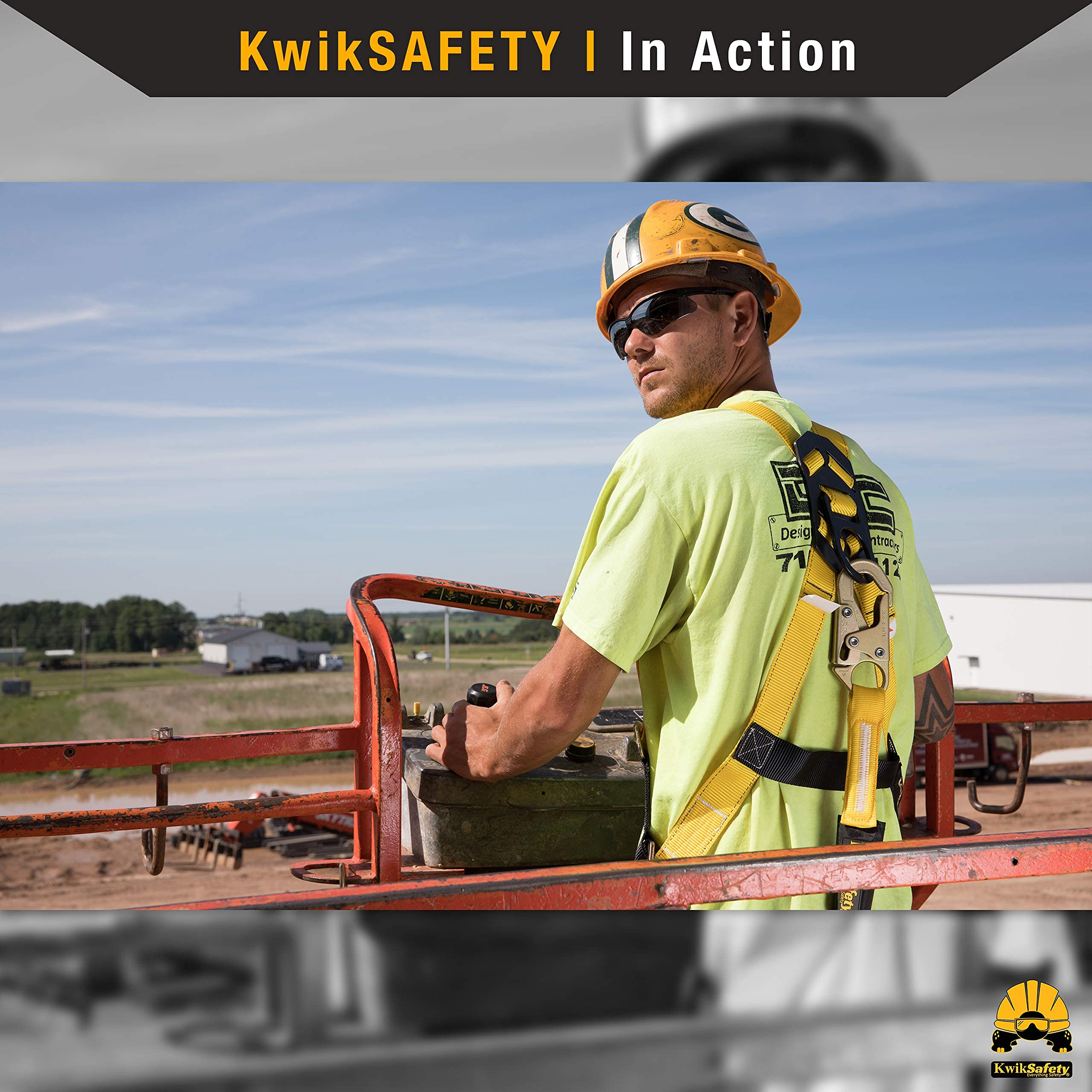 KwikSafety SCORPION Fall Protection Safety Harness with 6 ft Lanyard - ANSI & OSHA Certified for Construction, Roofing & Industrial Work - Durable Full Body Harness for Height Safety