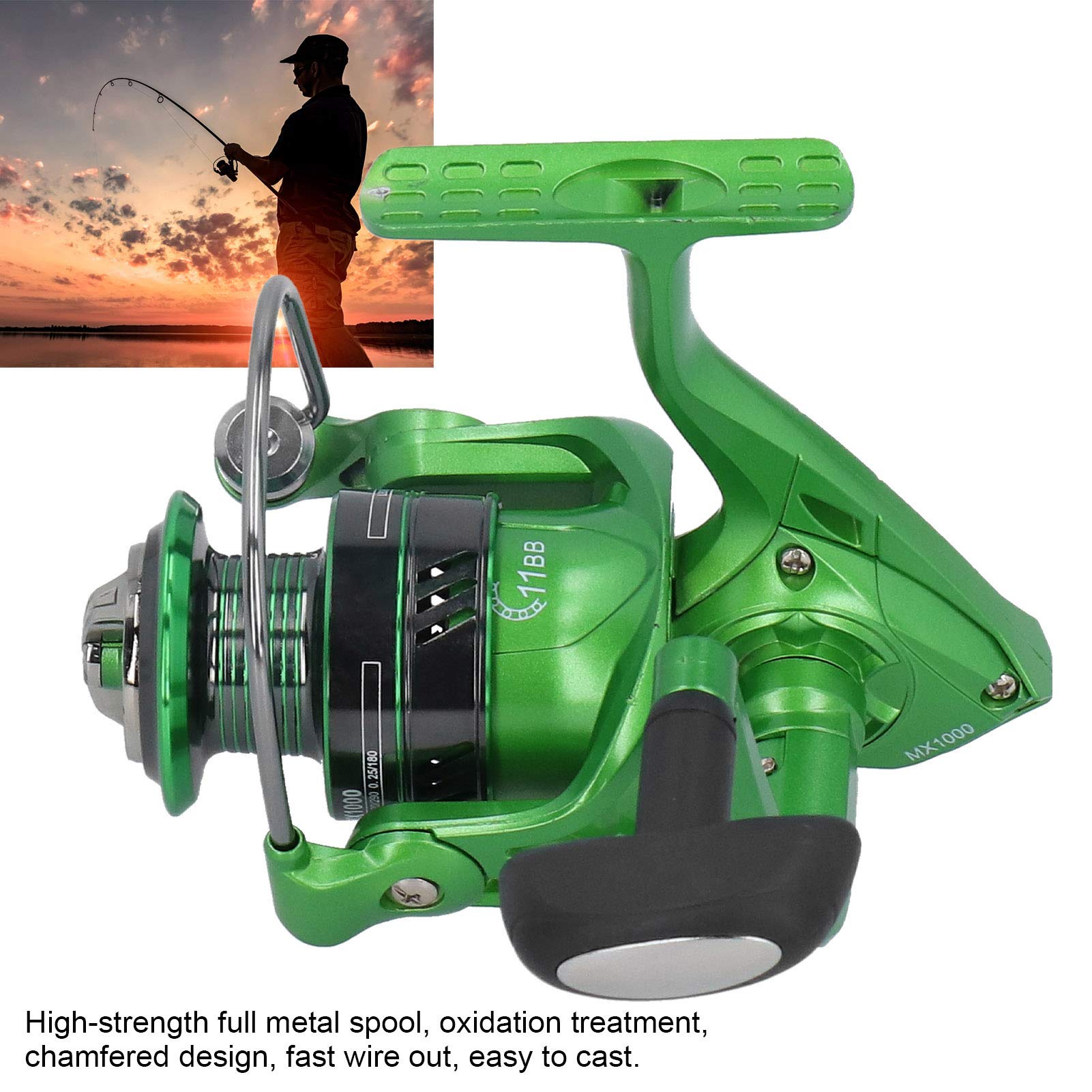 High Speed Metal Fishing Reel - Durable Comfortable Saltwater Spinning Reel for Rock Fishing & Sea Rod - Smooth Casting Fishing Accessories (MX1000) - Perfect for Surf Fishing, Pier Fishing & Deep Sea Angling