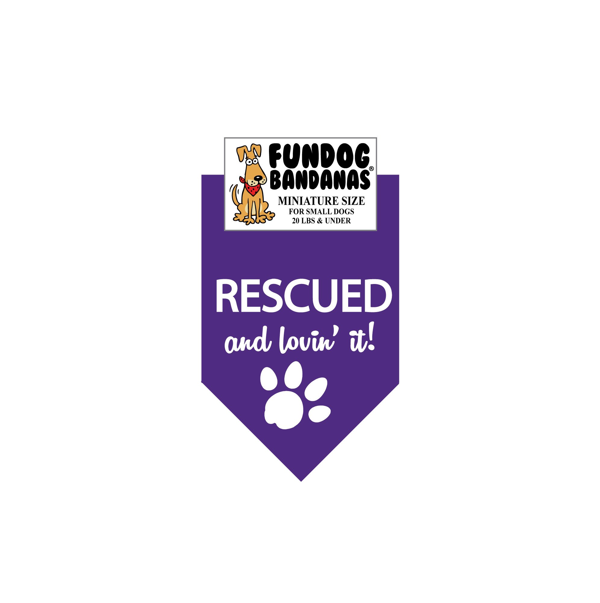 Rescued and Lovin' It Dog Bandana - Mini Purple Bandana for Small Dogs Under 20 lbs - Perfect for Pet Adoption, Dog Walks & Special Occasions