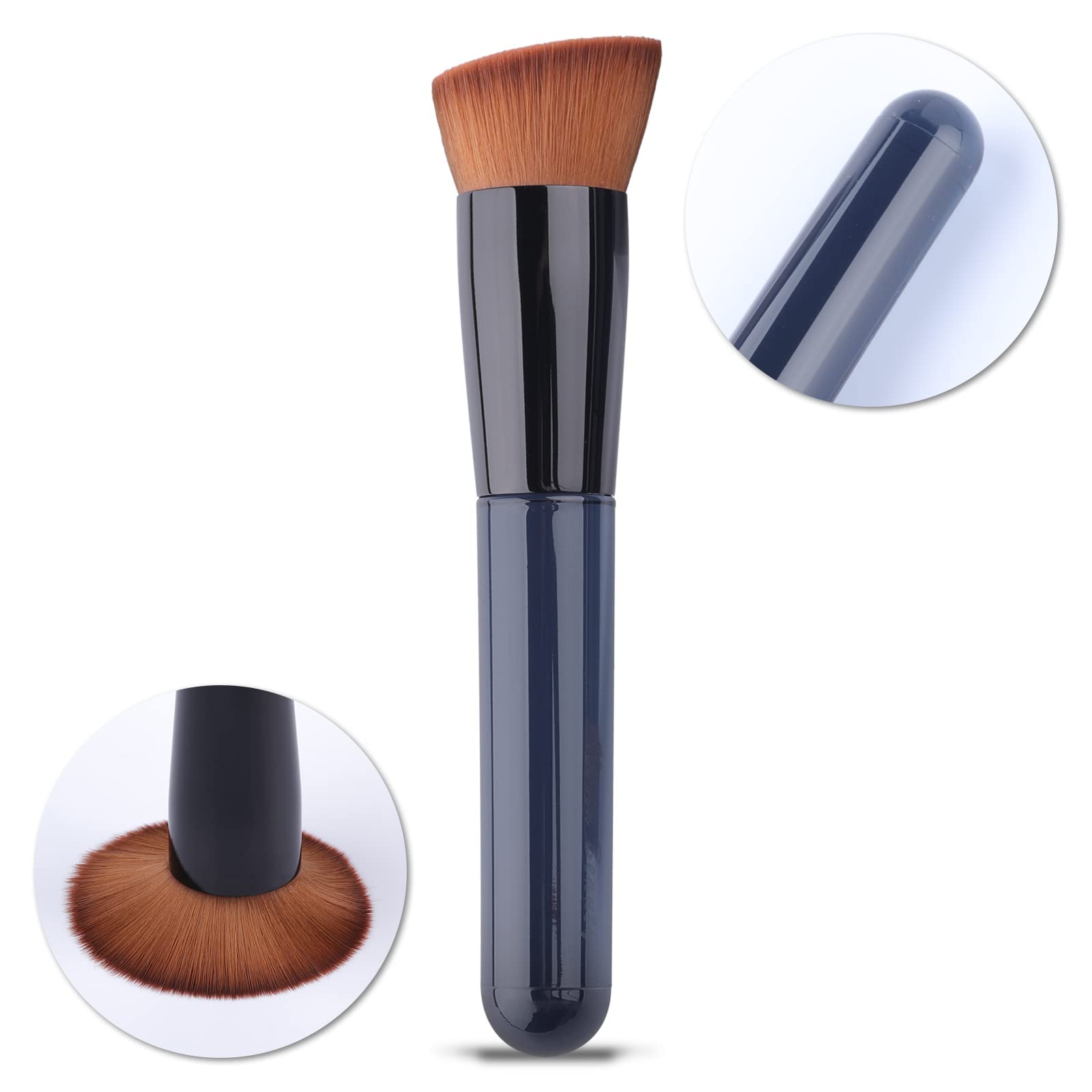 Flat Top Kabuki Foundation Brush for Liquid, Cream & Powder Makeup - Travel Size Face Blending Brush (131) | Perfect for Flawless Foundation Application & On-the-Go Touch-Ups