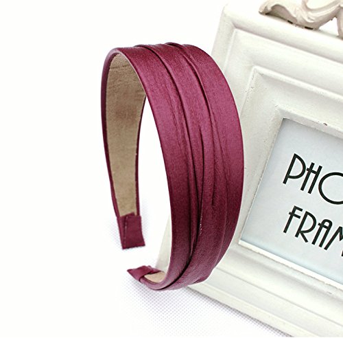 Women's Non-Slip Wide Leather Headbands - Glitter Hair Accessories for Parties, Thick & Fine Hair (Burgundy) | Perfect for Weddings, Date Nights & Special Occasions