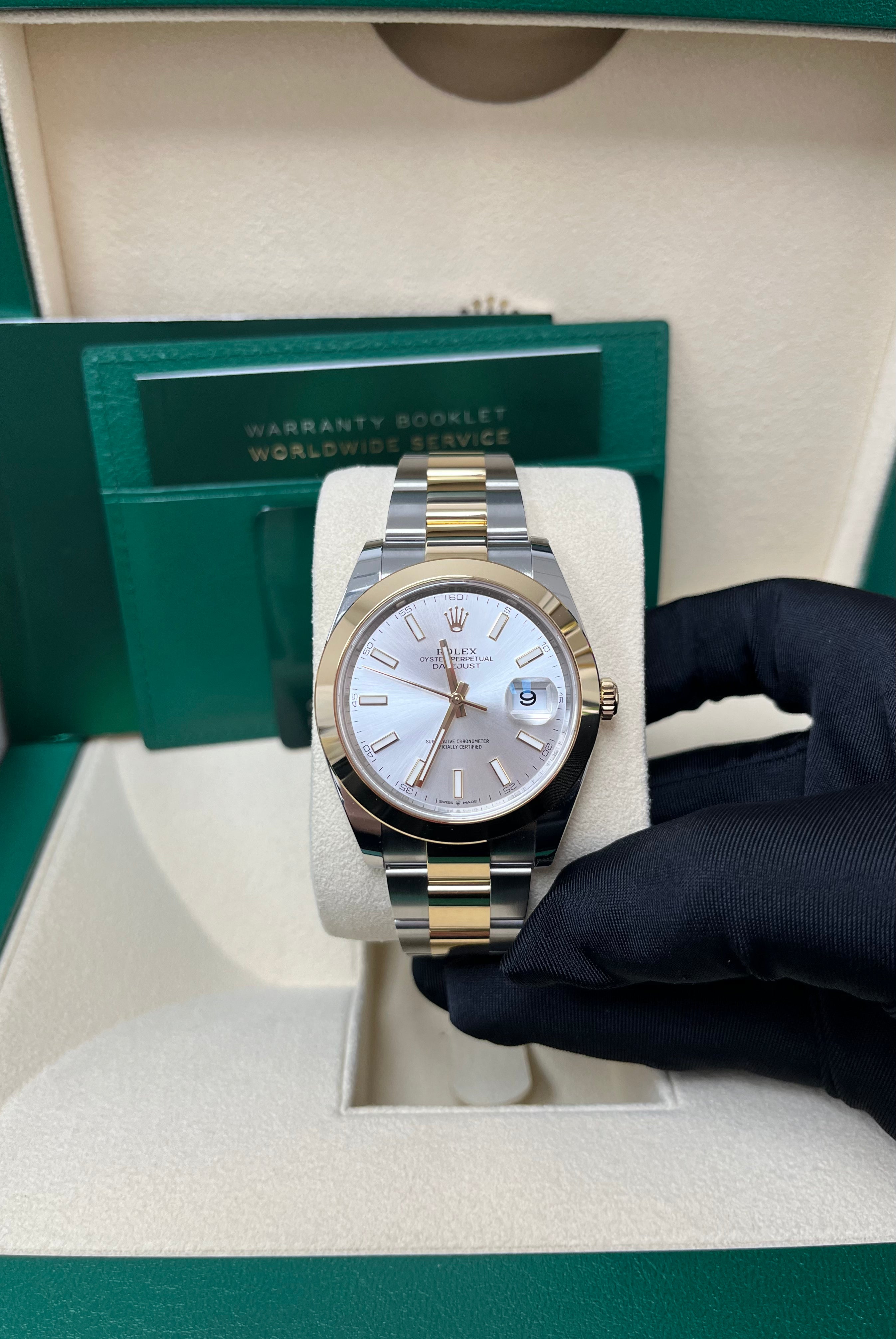 Rolex Datejust 41 Two Tone Yellow Gold & Oystersteel Watch with Silver Index Dial (Ref# 126303) - Luxury Dress Watch for Men, Perfect for Business, Formal Events & Special Occasions