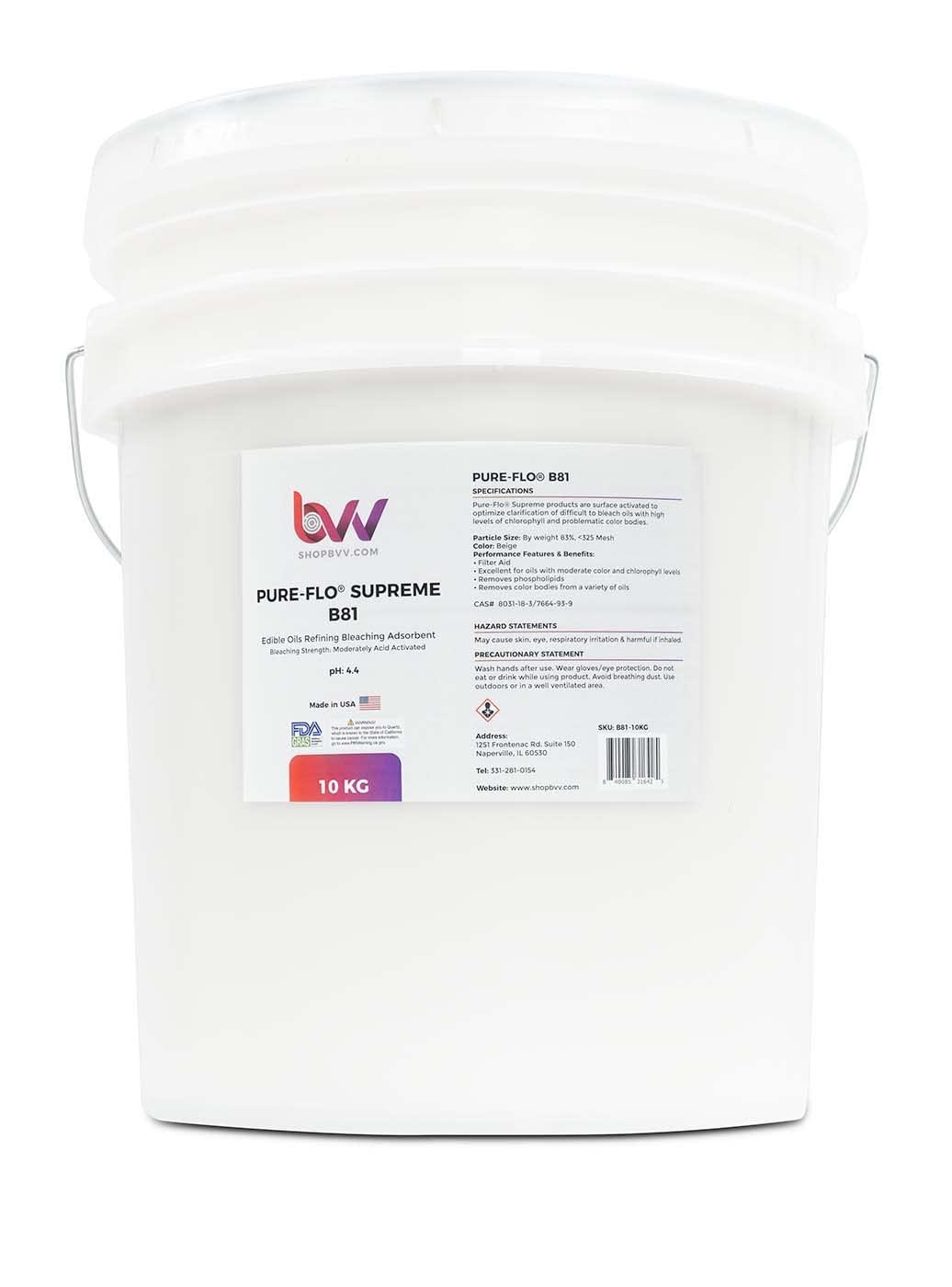 BVV Pure-Flo B81 Supreme Activated Bleaching Clay for Edible Oil Refining - 25kg Bulk (25kg) | Food Grade Decolorizing Bentonite for Cooking Oil, Vegetable Oil & Biodiesel Purification | Industrial & Commercial Use