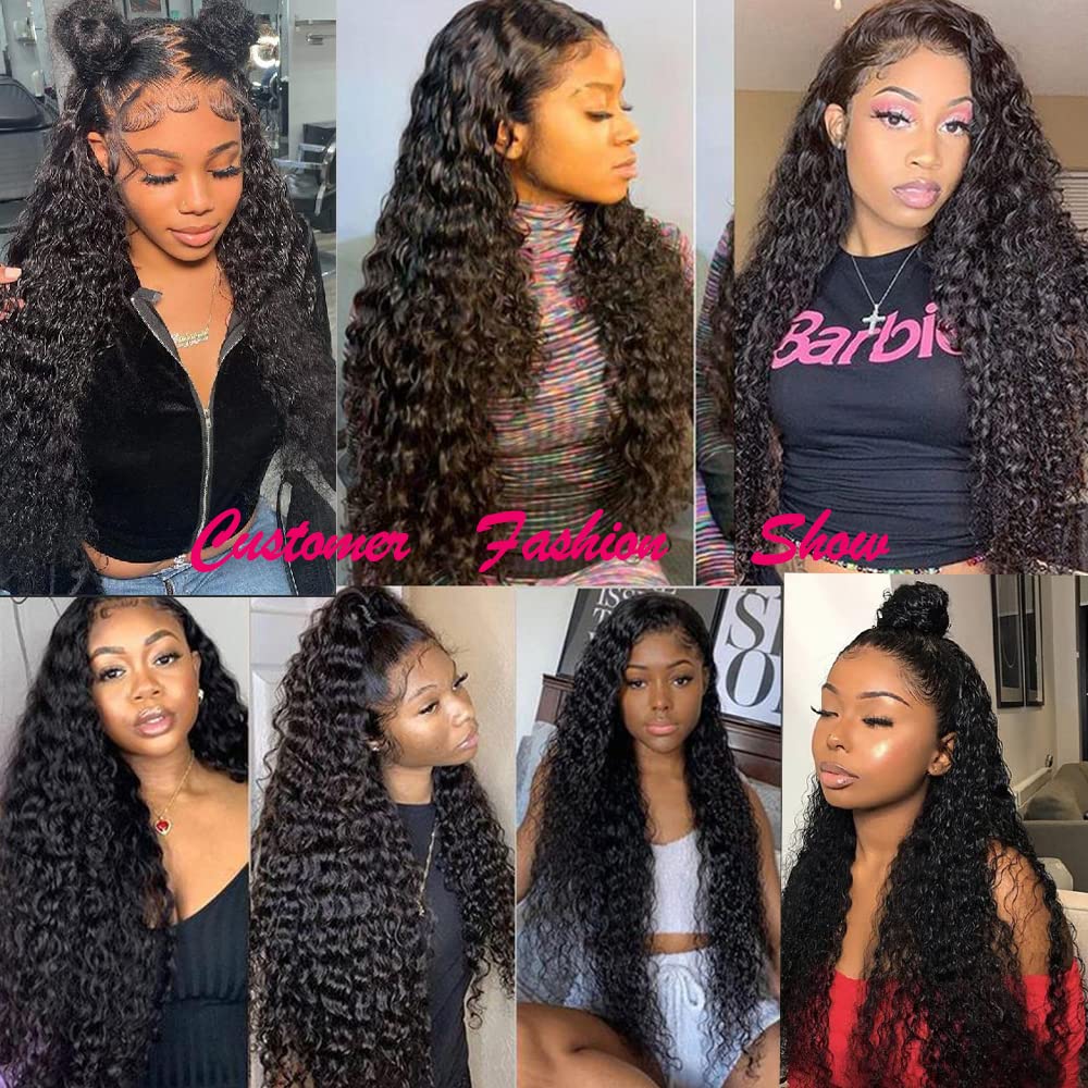 QinMei 13x4 Deep Wave Human Hair Lace Front Wig - Brazilian Virgin Hair for Black Women | Pre Plucked Bleached Knots with Baby Hair | 180% Density 26 Inch | Natural Color | Perfect for Daily Wear, Parties & Special Occasions