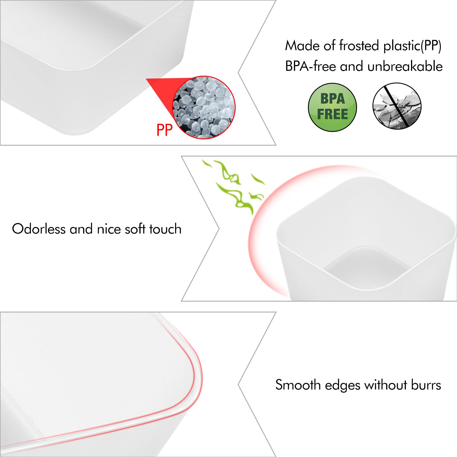 Poeland 10-Piece Clear Frosted Drawer Organizer Trays - Storage Box for Bedroom Dresser, Bathroom & Kitchen - Perfect for Jewelry, Makeup, Utensils & Small Item Organization