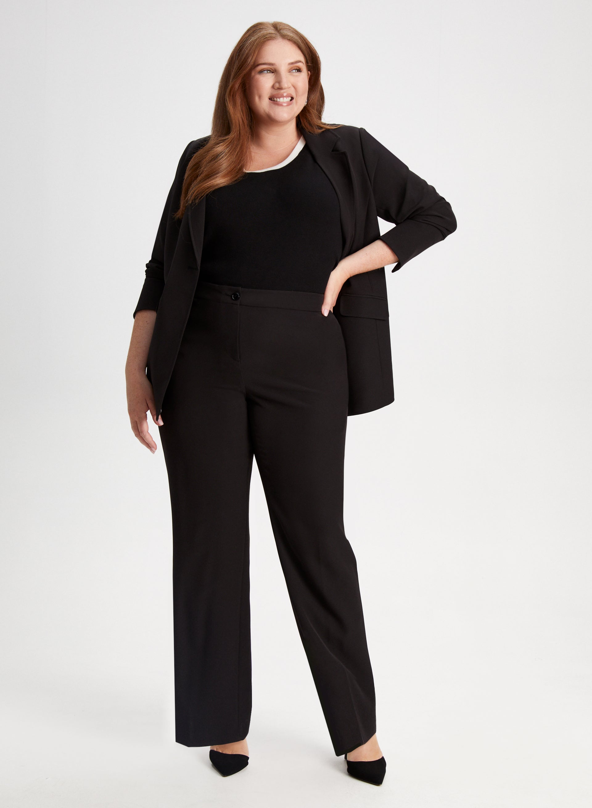 Emma Women's Straight Leg Pants - Comfortable Stretch Work Pants for Office & Business Casual Wear