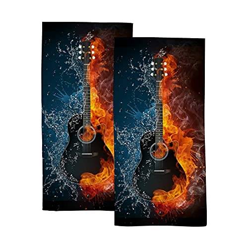 Acoustic Guitar Fire Water Illustration Elements