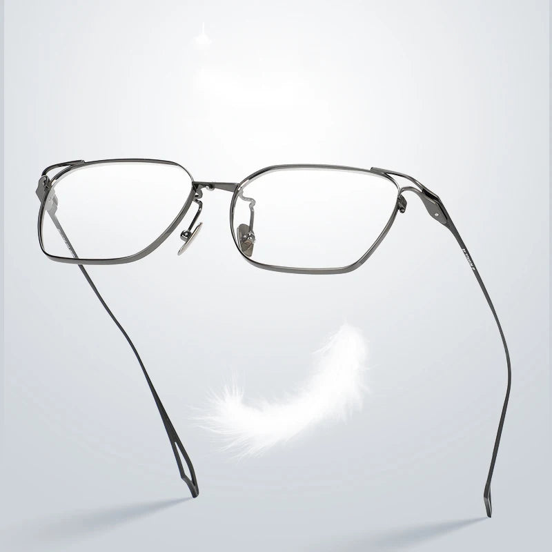 Unisex Black Titanium Square Full Rim Eyeglasses 9497 - Stylish & Durable for Work, Reading & Everyday Wear
