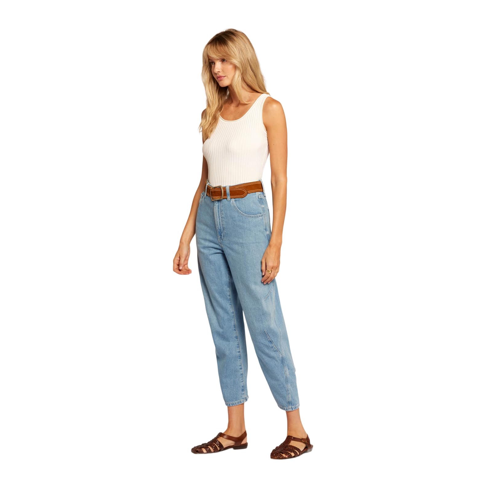 Current/Elliott Women's The Coppola Barrel Leg Jean - High Waist Distressed Denim Pants for Casual Wear & Street Style Outfits