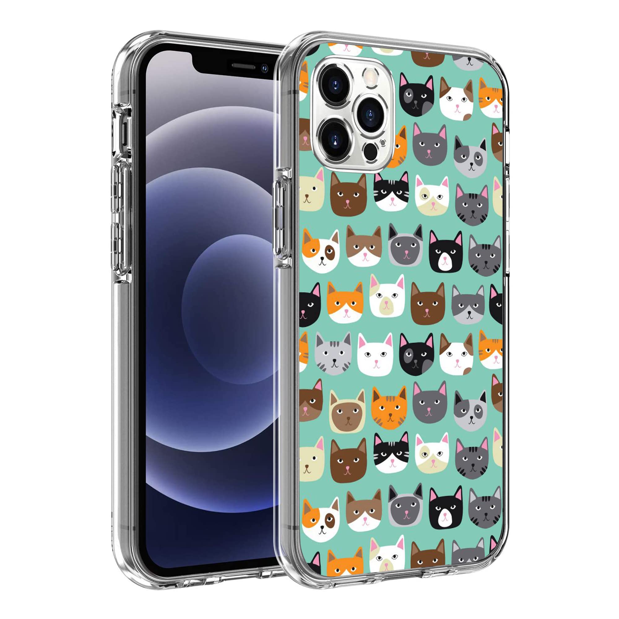 Cute Cartoon Cat Phone Case for iPhone 12/12 Pro - Colorful Funny Design, Shockproof Protective Cover - Fashion Accessory for Women & Girls - Perfect for Daily Use, School, Work and Travel