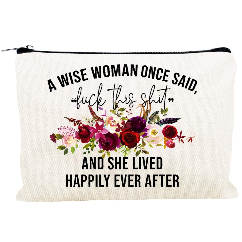 Funny Canvas Cosmetic Bag for Women - Cute Travel Makeup Pouch, Waterproof Toiletry Organizer, Perfect Birthday Gift for Friends | Great for Travel, Gym & Daily Use (Style-C)