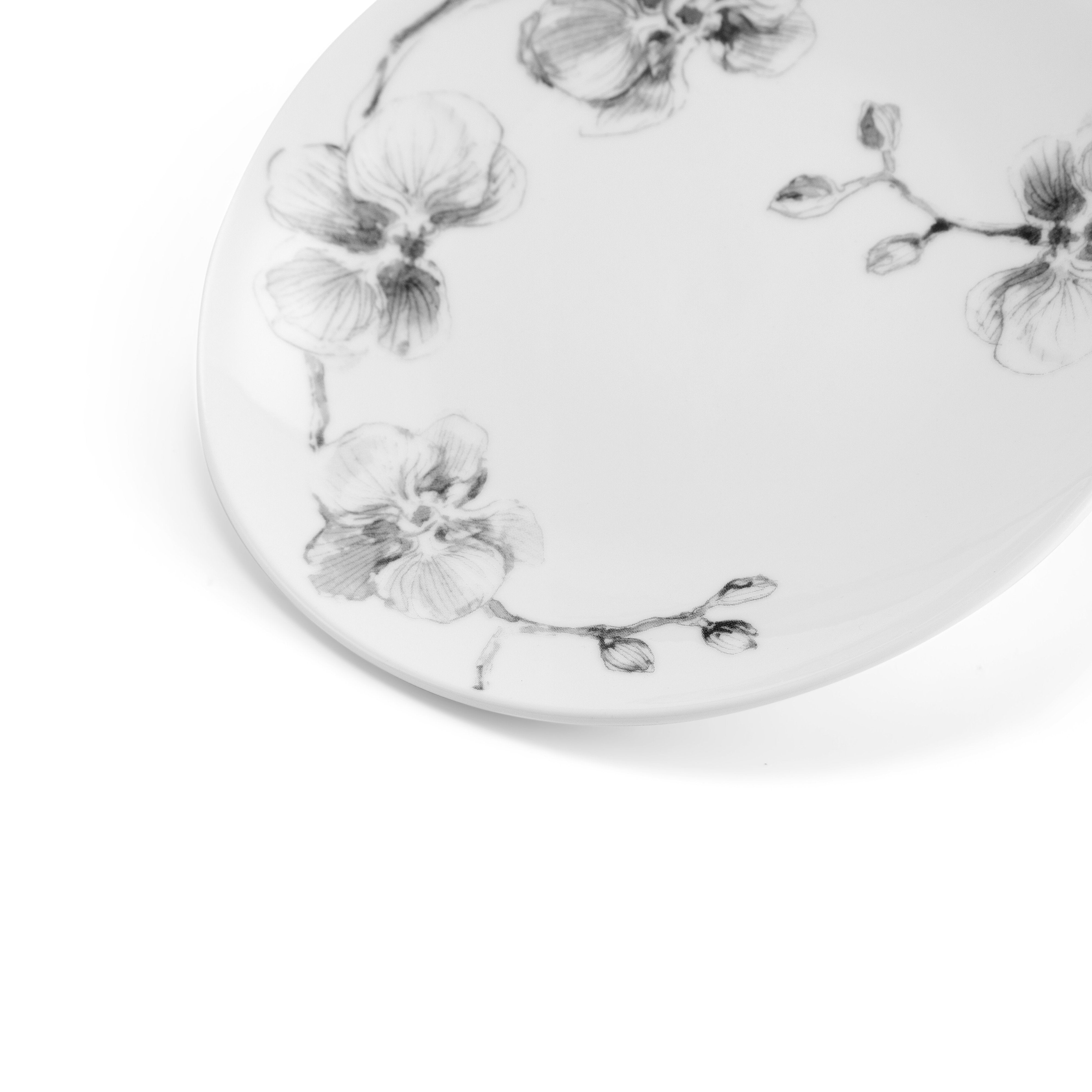 Elegant Black Orchid Tidbit Plate Set - 4-Piece Appetizer Serving Dishes for Parties, Weddings & Home Decor