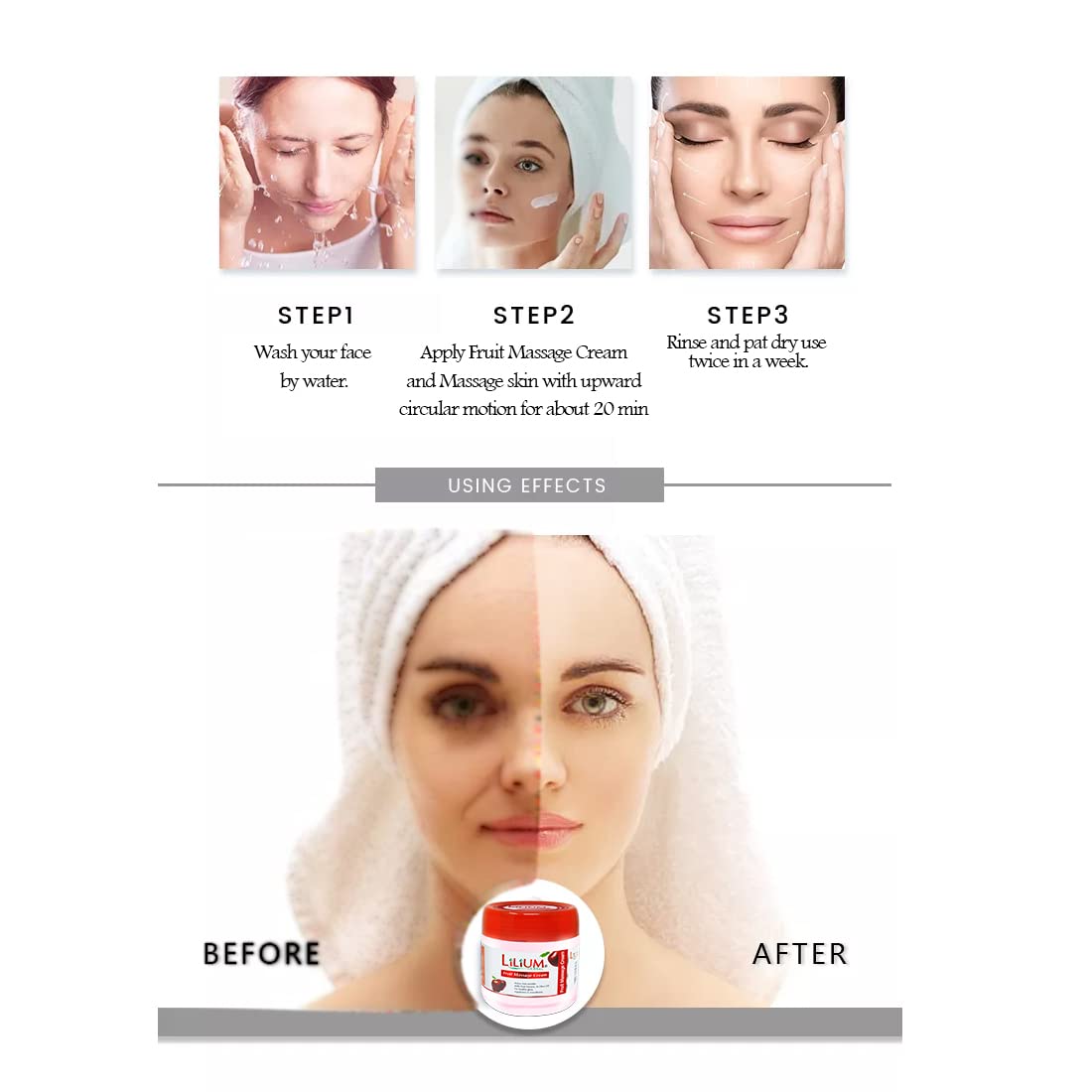 Lilium Herbal Fruit Massage Cream for Face & Body - 500ml Nourishing Skincare with Natural Fruit Extracts | Hydrating, Anti-Wrinkle & Revitalizing Cream | Soothes & Rejuvenates Skin for Men & Women | Perfect for Daily Moisturizing, Spa Treatments & Anti-Aging Routine