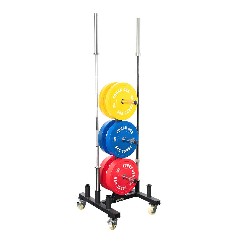 Force USA Bumper Plate and Barbell Storage Tree - Heavy Duty Weight Plate Organizer Rack for Olympic Barbells - Perfect for Home Gym, CrossFit & Commercial Fitness Centers