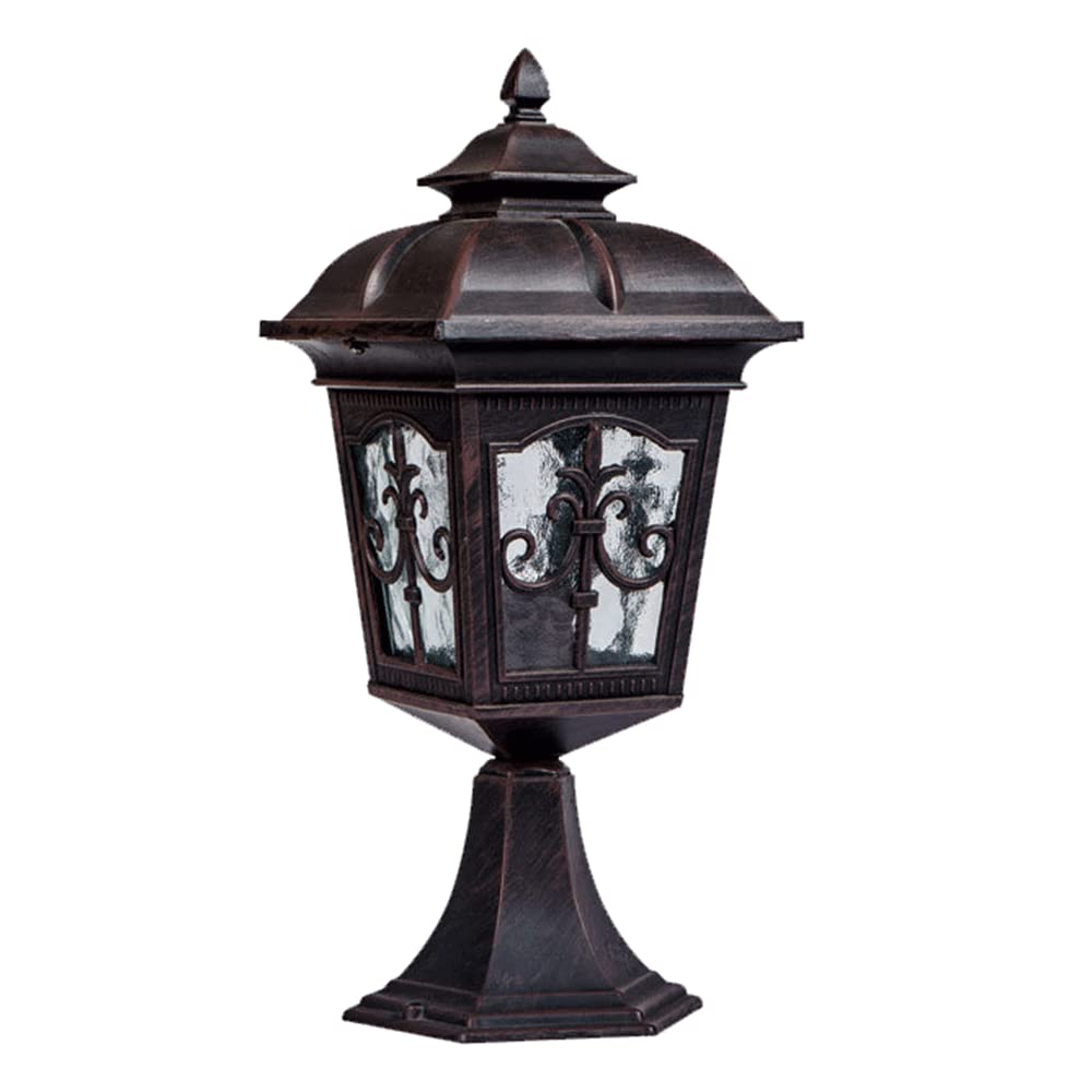 Vintage Black Cast Aluminum Outdoor Post Light - Rainproof Exterior Light Fixture with Pier Mount Adapter & Water Glass, Sand Textured for Garden, Patio, Driveway and Street Lighting
