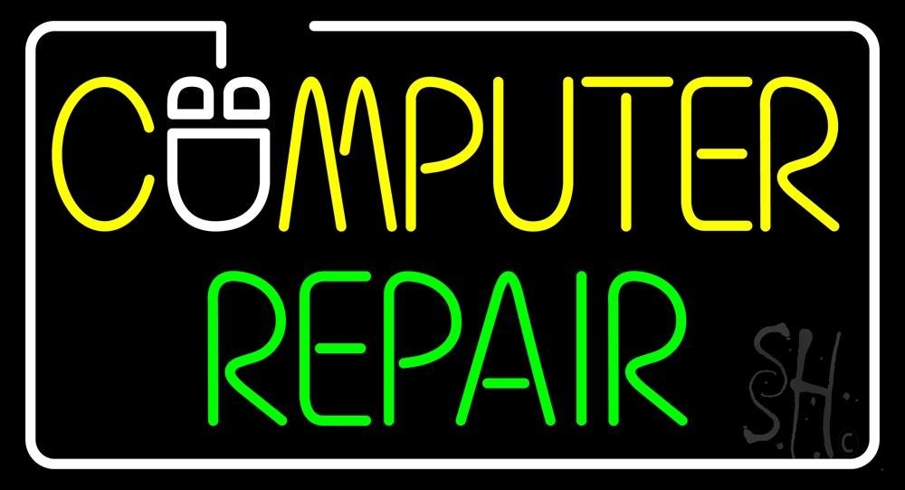 Computer Repair LED Neon Sign 13x24 Inches - Black Square Acrylic Backing with Dimmer - Bright Premium Indoor LED Light for Tech Stores, Gaming Rooms & Office Decor - Perfect for Computer Shops, Electronics Stores & Workspace Lighting