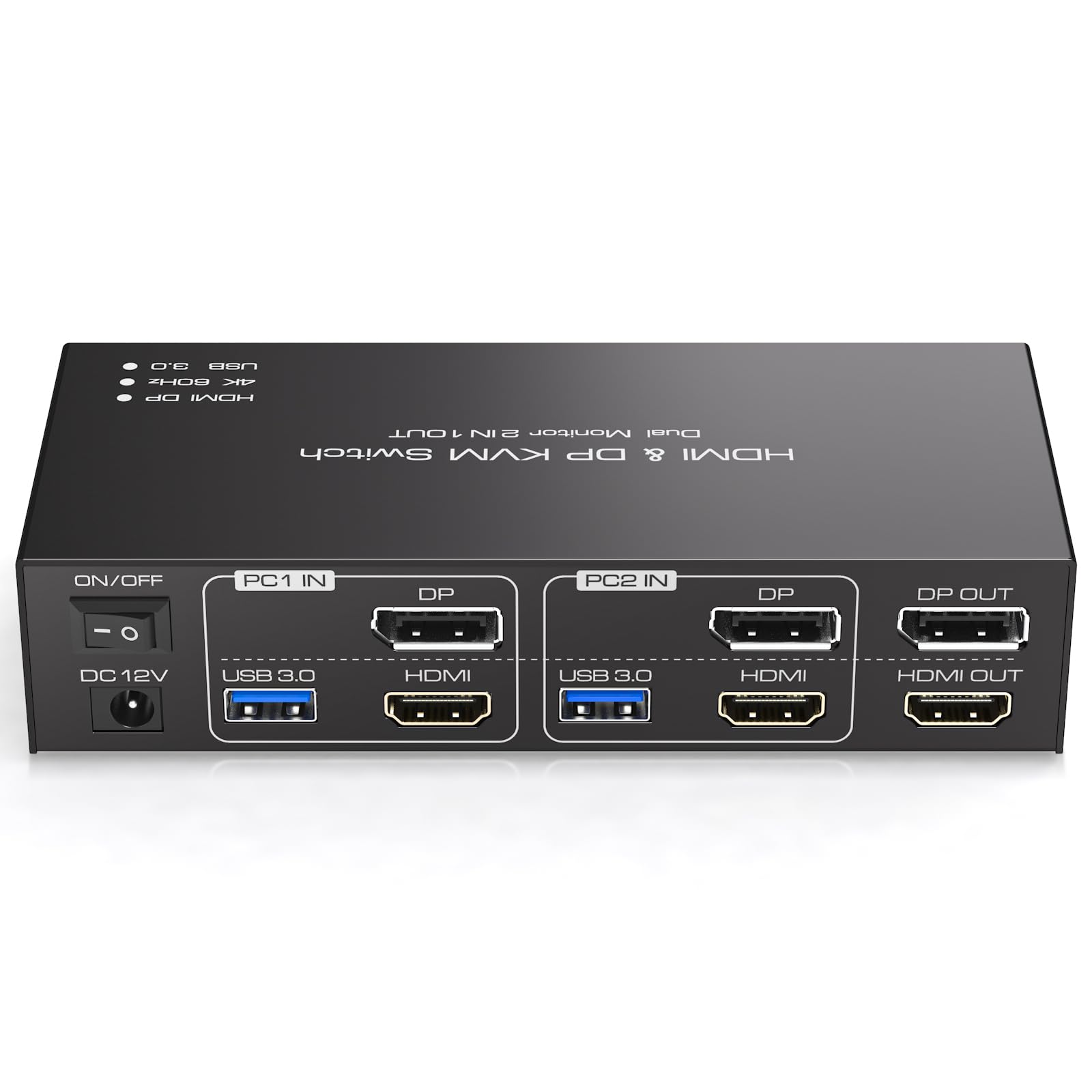 4K@60Hz HDMI + DisplayPort KVM Switch for 2 Computers & 2 Monitors - Dual PC Sharing with 4 USB 3.0 Ports, Extended/Copy Mode, Desktop Controller & Cables - Perfect for Home Office, Gaming & Multi-Tasking Workstations