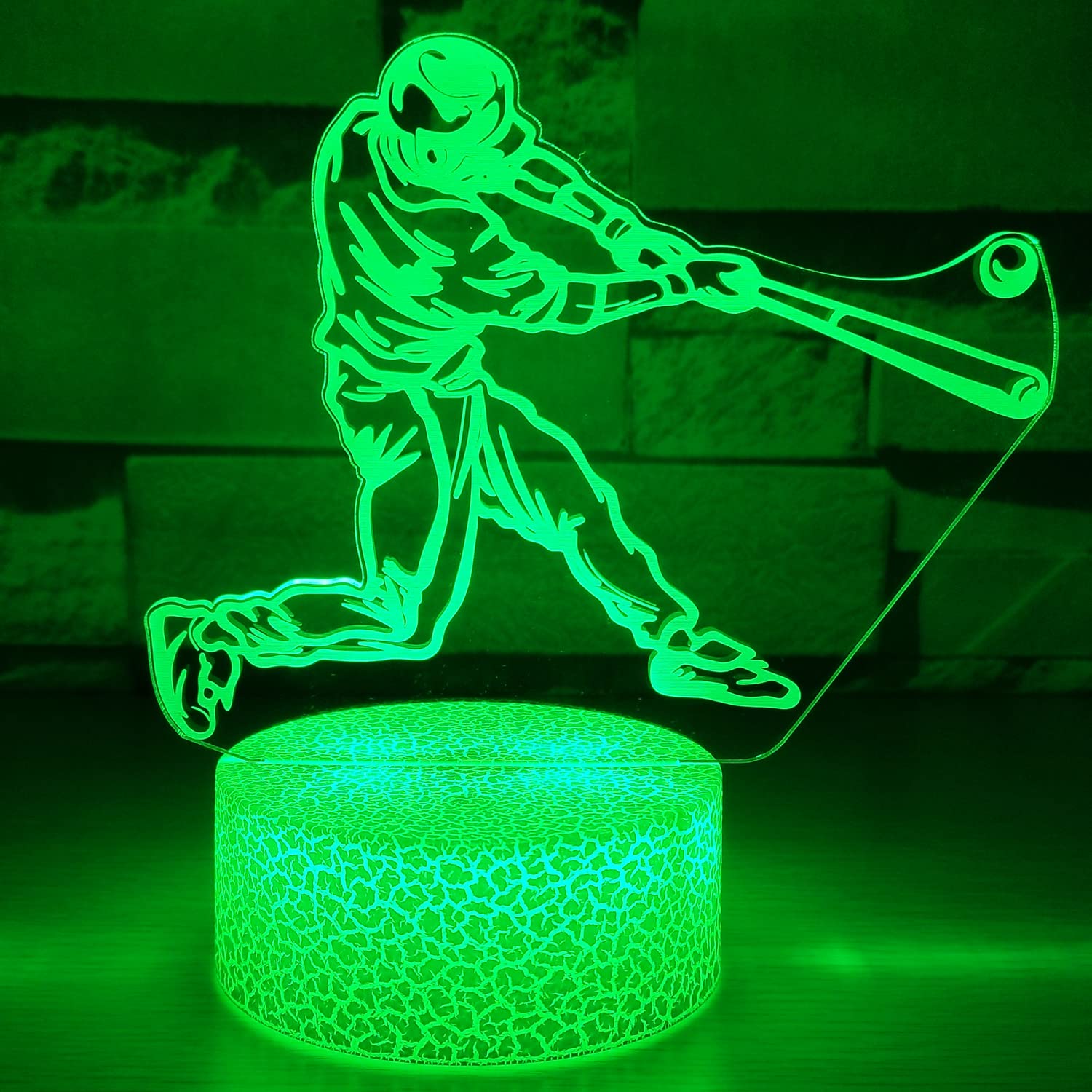 7 Colors 3D Illusion LED Night Light with Auto Gradual Changing Effects - Smart Touch Control & USB Powered Table Lamp for Home Decor, Bedroom, Office - Perfect Christmas Birthday Gift for Adults, Kids, Boys & Girls (Baseball Design) - Ideal for Mood Lighting, Parties, Nursery Rooms and Gift Giving