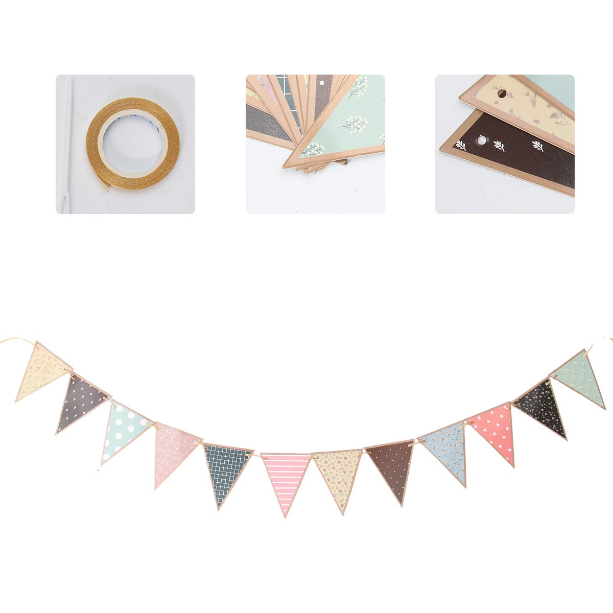 1 Piece Pull The Flag Fabric Triangle Flag - Cotton Triangle Banner for Birthday, Engagement Party, Wedding & Baby Shower - Happy Birthday Pennant Flags - Perfect for Indoor & Outdoor Decorations
