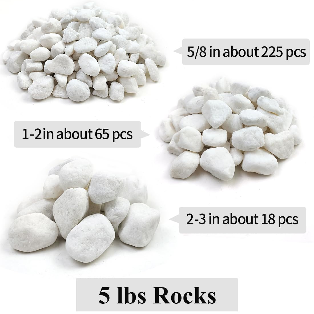 5lb White Pebbles for Indoor Plants - 1-2 Inch Natural River Rocks, Snow White Decorative Stones for Fish Tanks, Vases, Crafts, Home Decor & Garden Landscaping - Perfect for Zen Gardens, Terrariums, and Succulent Arrangements