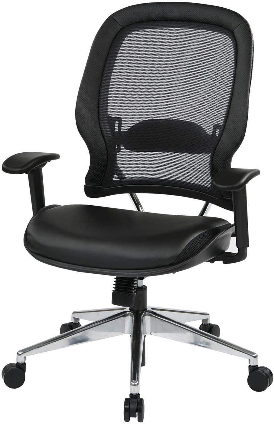Space Seating® Professional Air Grid® Ergonomic Office Chair with Bonded Leather Seat - Adjustable Lumbar Support for Home & Office Workspace [335 E37P918P]