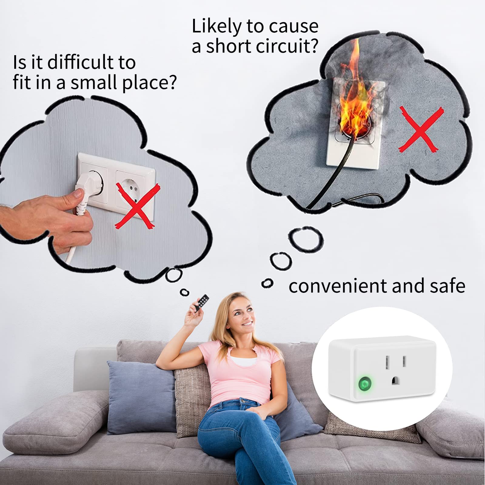 Smart Wireless Remote Control Outlet Plug Kit - 5 Electrical Outlets with 2 Remotes for Lights, Fans & Small Appliances (1800W/15A, White) | Long Range Home Automation & Smart Living Solution