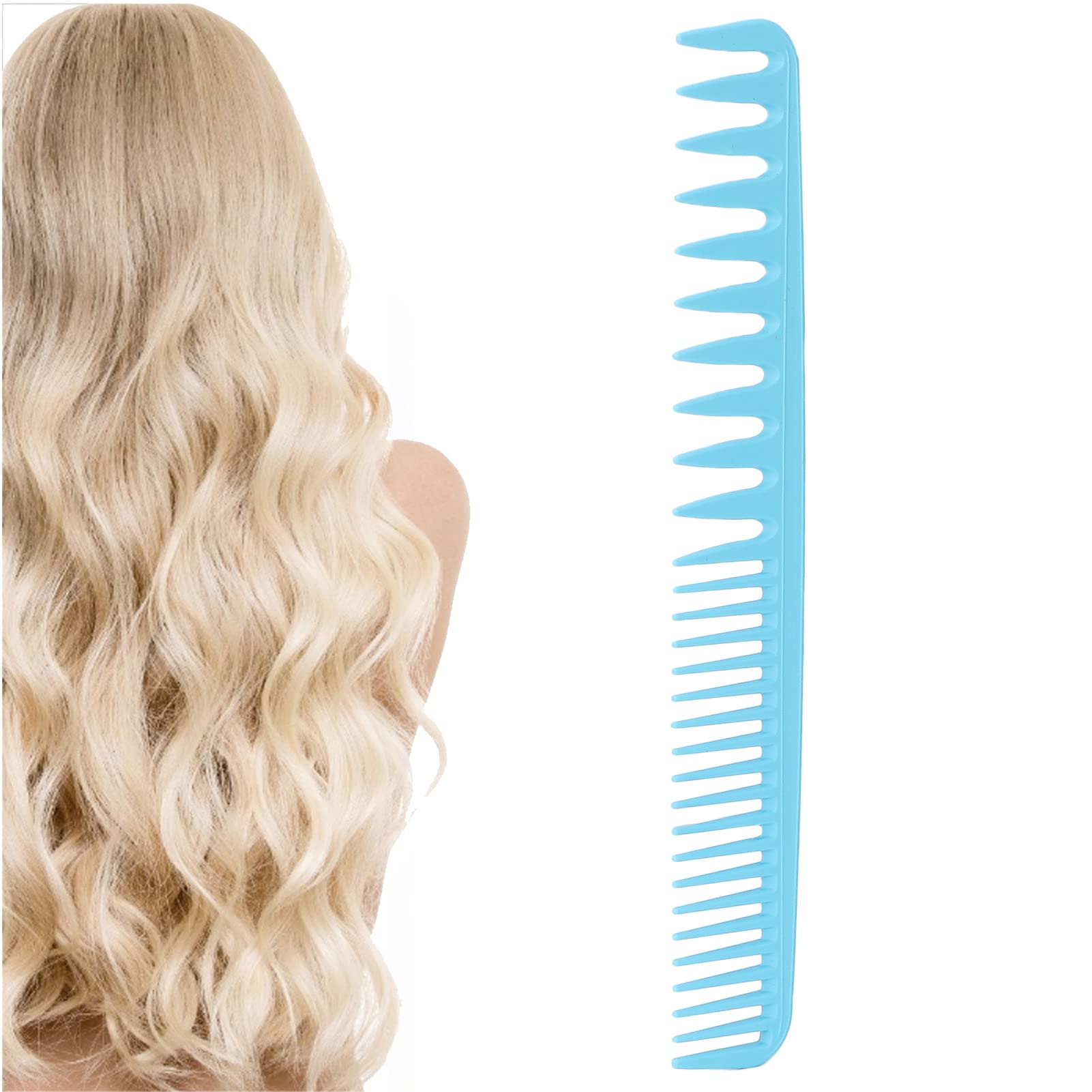Brrnoo Professional Carbon Fiber Double Tooth Hair Comb - Styling Comb for All Hair Lengths & Types, Coarse & Fine Teeth, Salon Quality (Blue) - Perfect for Styling, Detangling & Salon Use