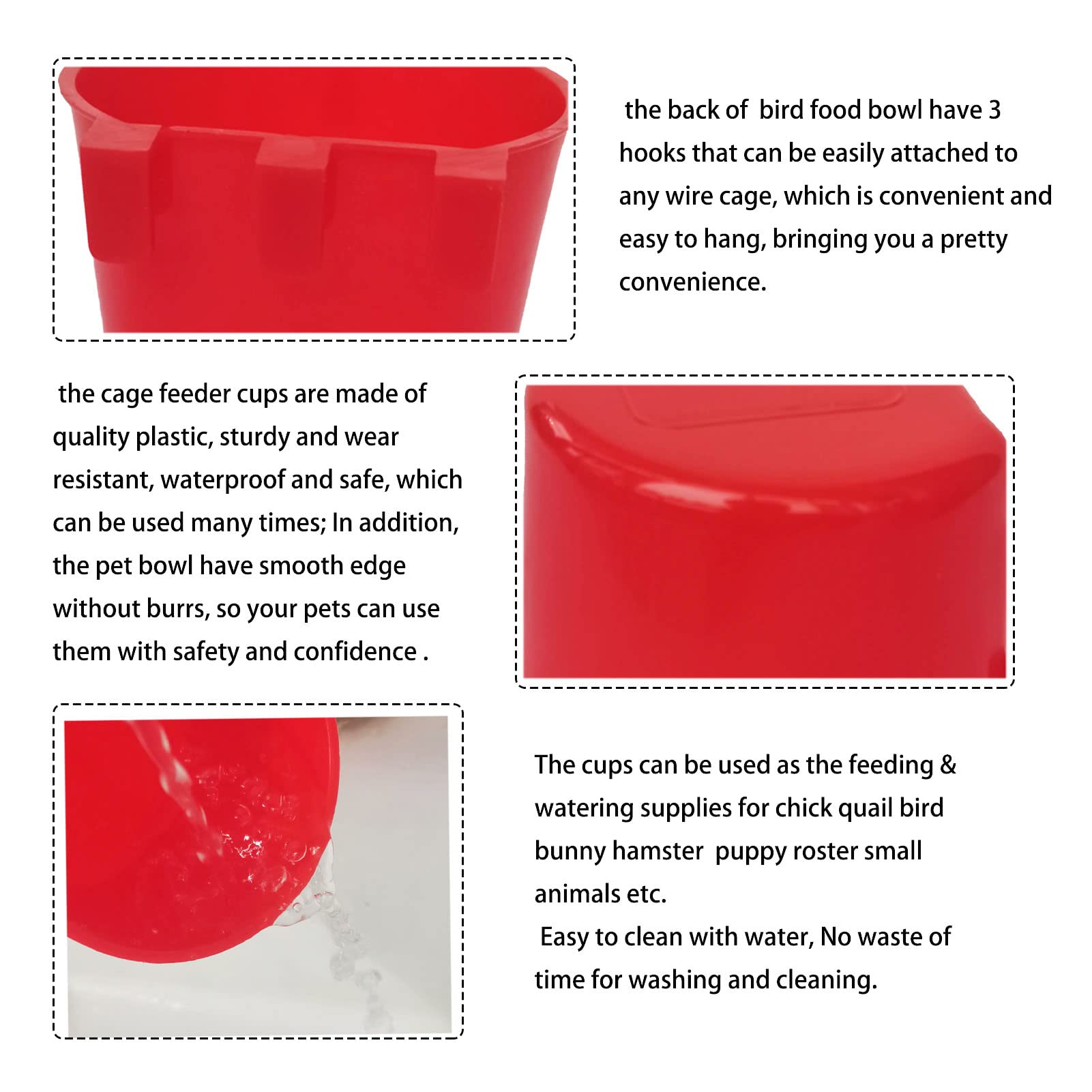 40 Pack Bird Feeders & Water Bowls - 8oz Hanging Cage Cups for Parrots, Chickens, Pigeons & Small Pets - Durable Seed & Water Dishes for Coops, Aviaries & Outdoor Use