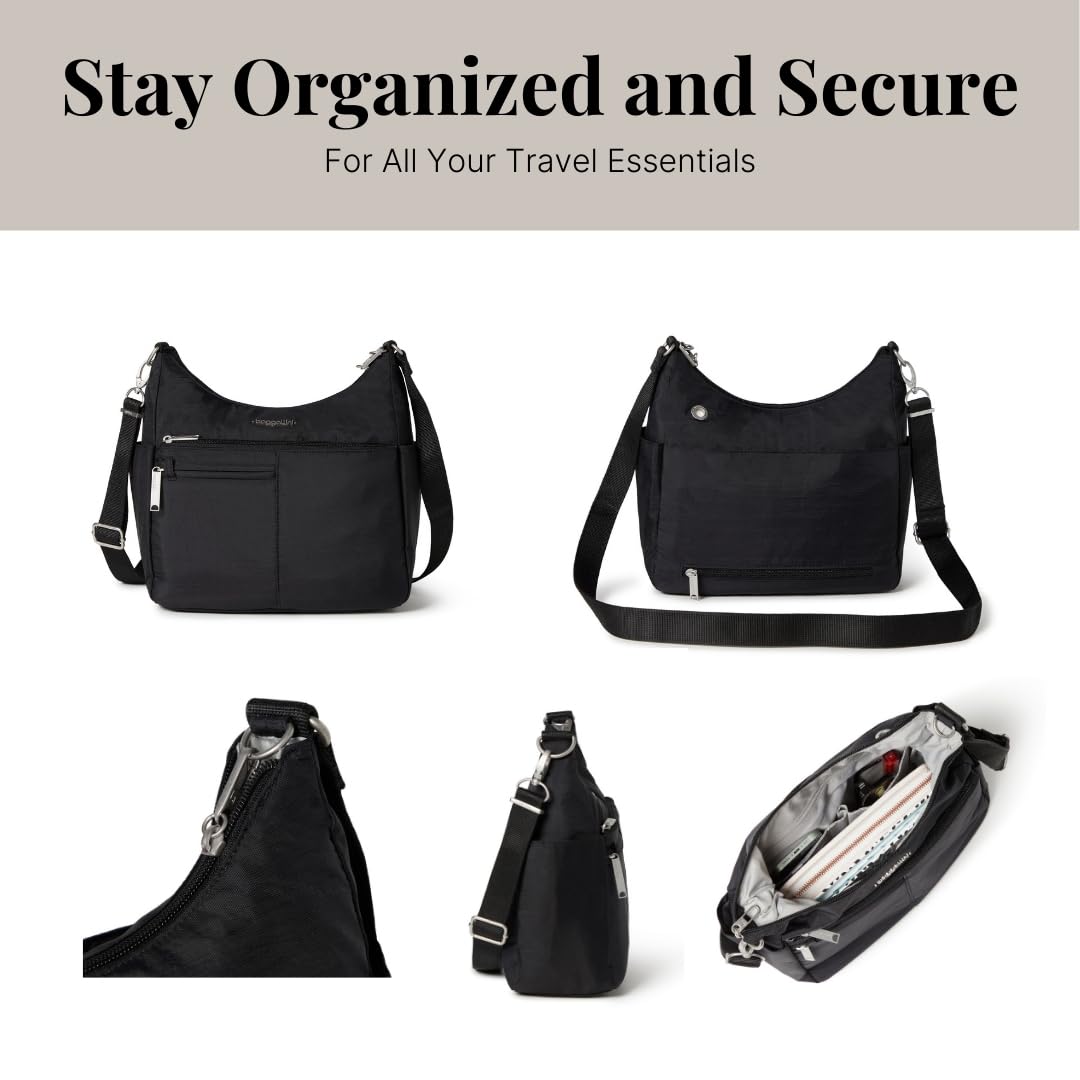 Baggallini Securtex Anti-Theft Crossbody Bag for Women - RFID Blocking, Lightweight Travel Purse for Daily Use, Shopping & Commuting