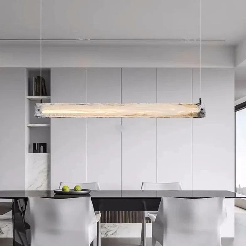 Modern Black LED Rectangular Pendant Light for Dining Room - Dimmable Hanging Chandelier with Adjustable Height, Perfect for Kitchen Island, Breakfast Nook & Contemporary Home Decor
