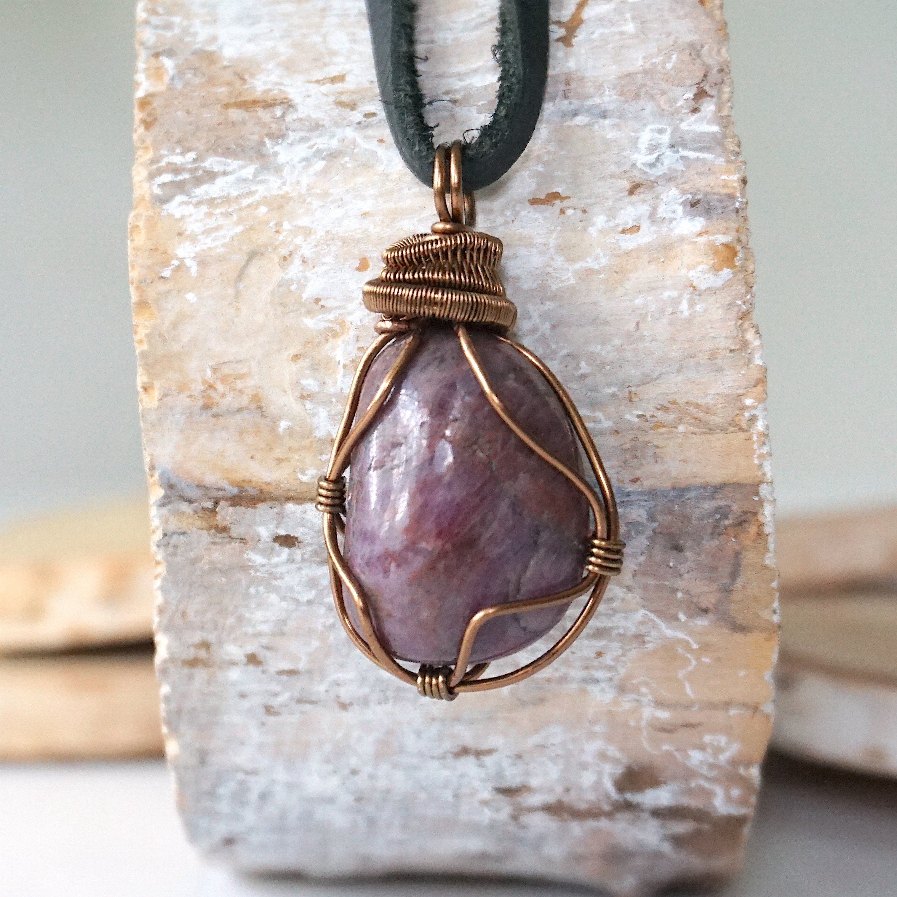 Antique Bronze Men's Ruby Pendant Necklace with Black Leather Cord - Perfect for Gifts, Weddings & Everyday Wear