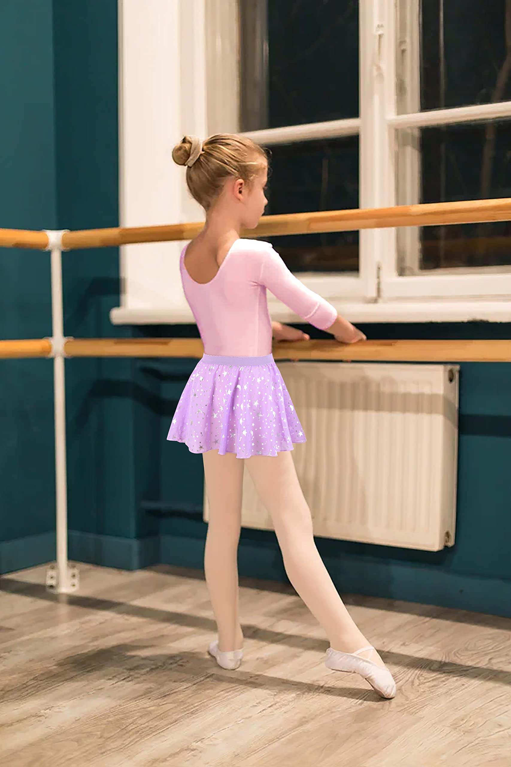WYHDY Girls Ballet Dance Skirt & Leotard Set - Sparkly Chiffon Wrap Tie Tutu for Toddler Kids - Perfect for Ballet Class, Recital & Dance Performance