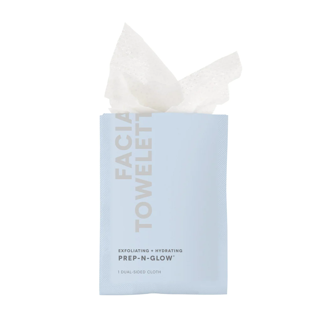 NuFACE Prep N Glow Exfoliating & Hydrating Facial Wipes - Gentle Exfoliation for Glowing Skin | Pre-Cleanse & Hydrate for Skincare Routine | Perfect for Travel, Gym & On-The-Go Use