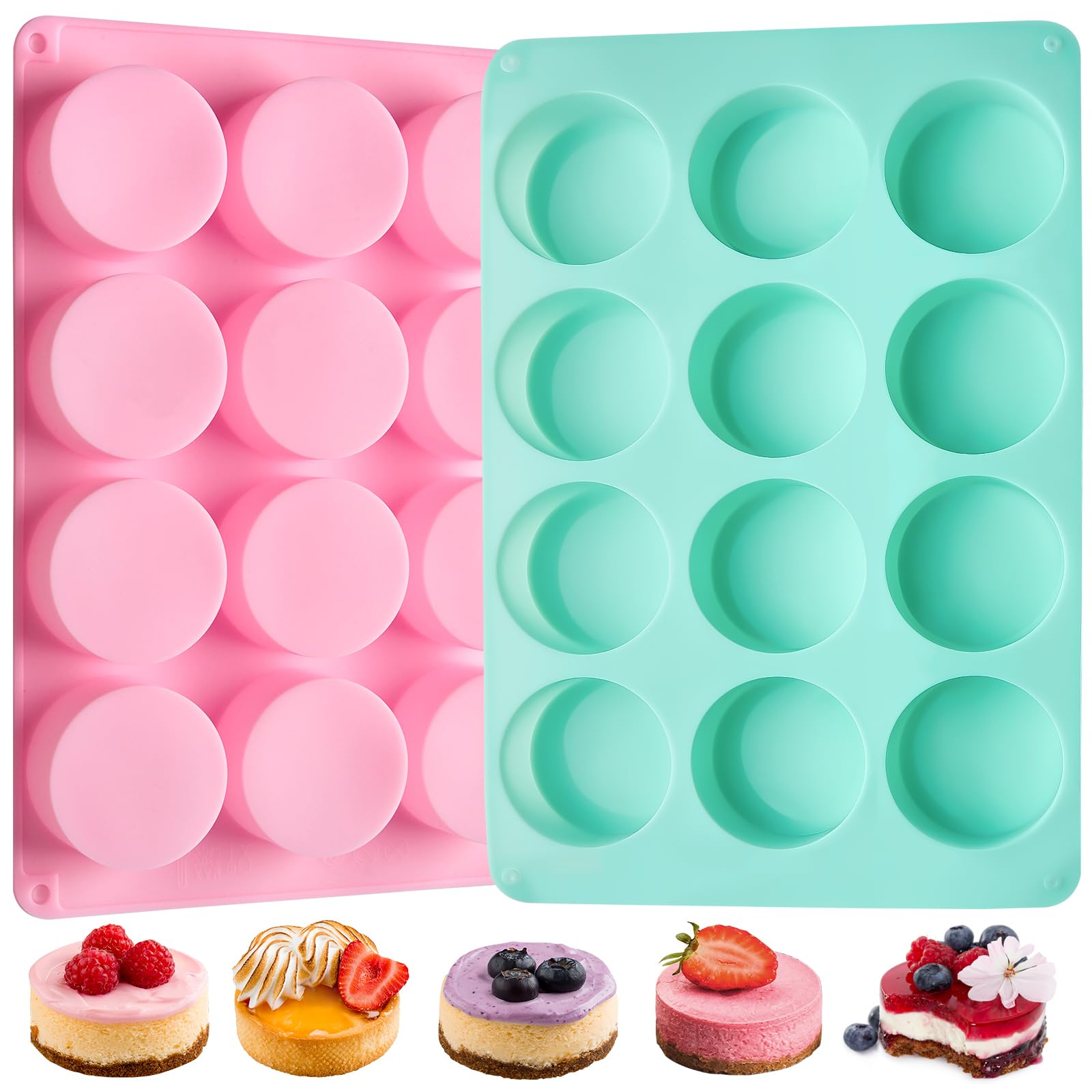 12-Cavity Silicone Chocolate Covered Oreo Mold - Non-Stick Round Baking Molds for Mini Cakes, Cookies & Jelly (2-Pack) | Perfect for Birthday Parties, DIY Desserts & Holiday Treats