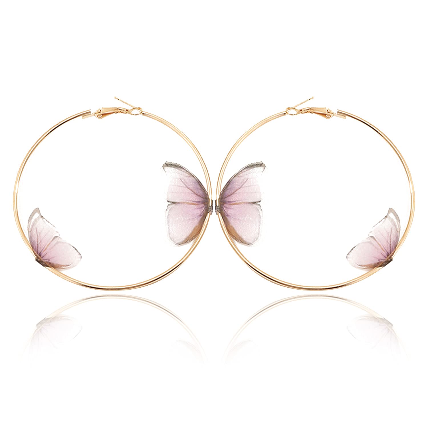 Fashion Gold Large Hoop Butterfly Earrings for Women - Bohemian Monarch Butterfly Statement Jewelry Gift for Girls, Party & Daily Wear | Perfect for Weddings, Date Nights & Boho Outfits