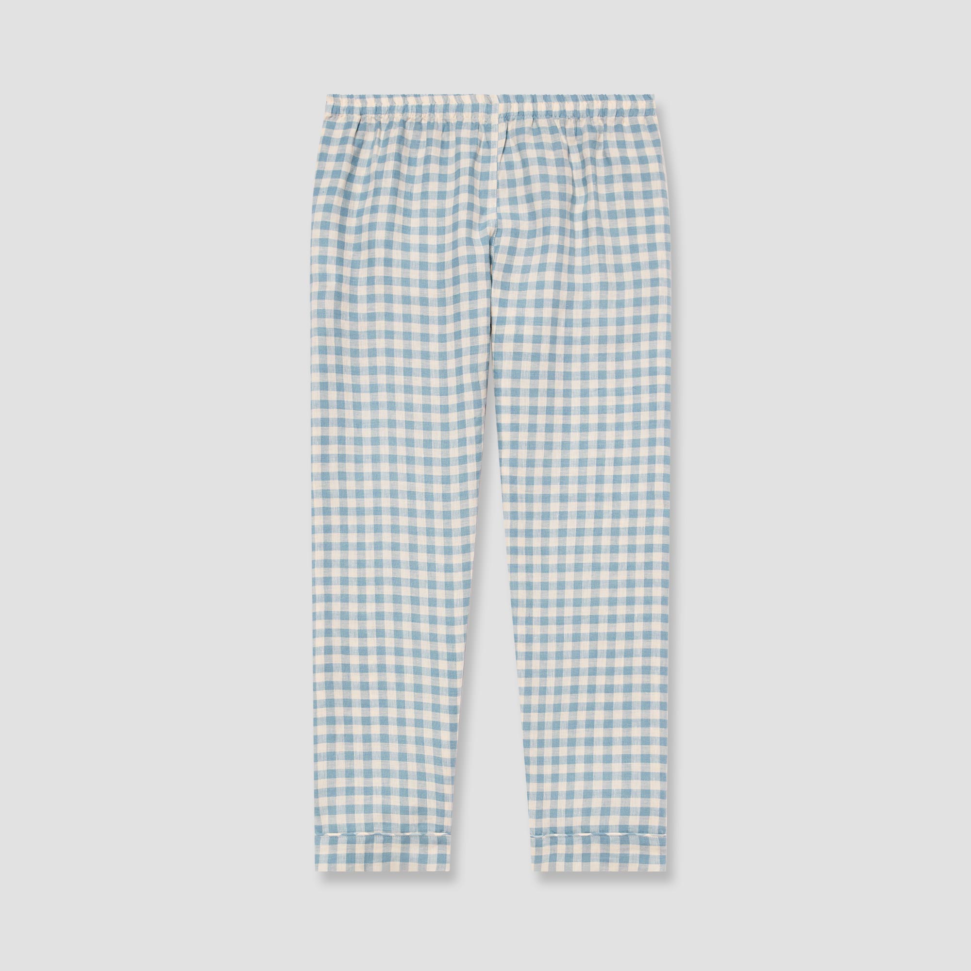Men's Warm Blue Gingham Linen Pajama Pants - Soft & Comfortable Sleepwear for Lounge & Relaxation at Home