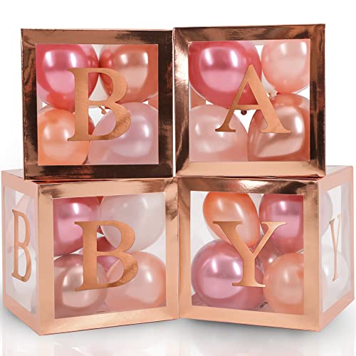 Rose Gold Boxes With Rose Gold Balloons
