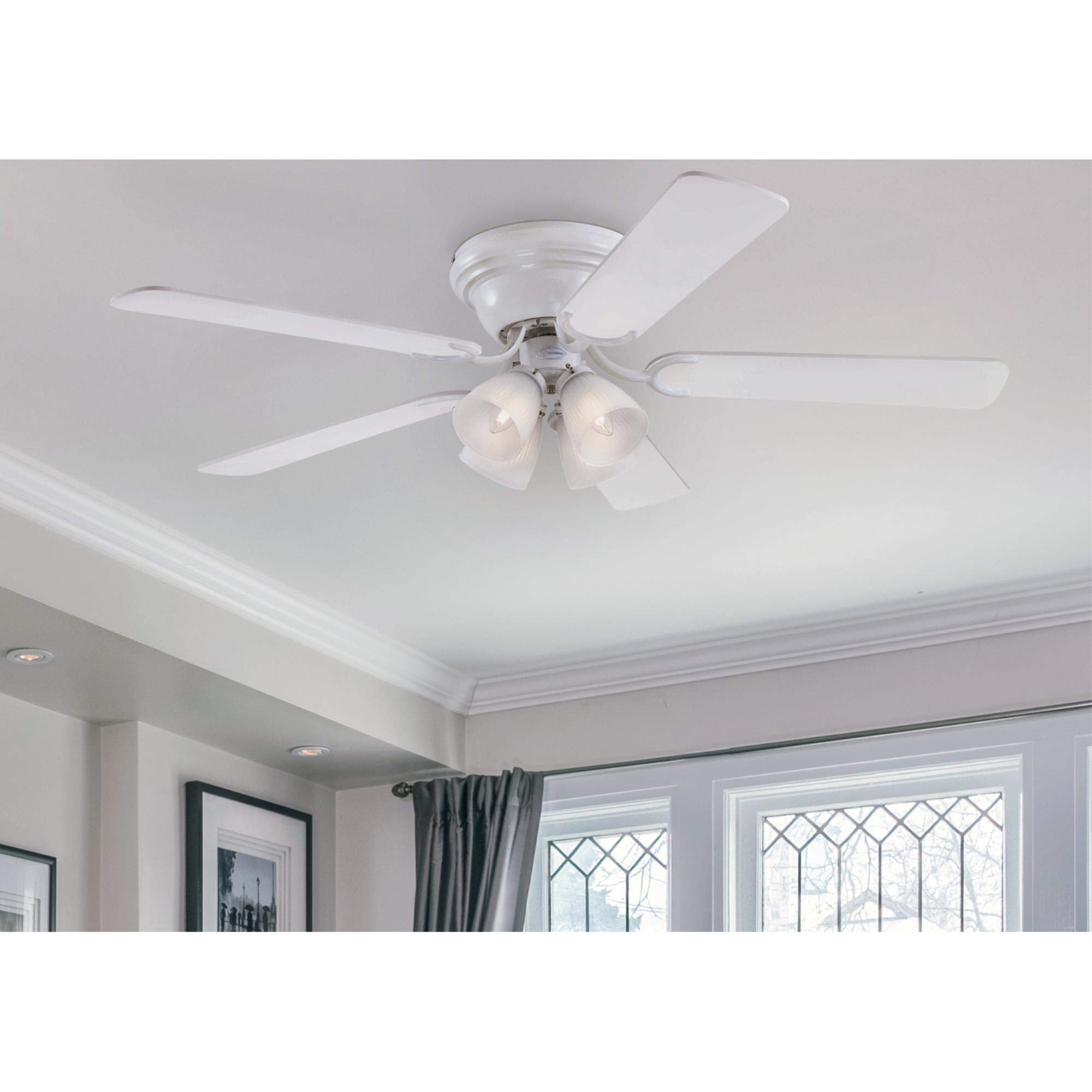 Westinghouse 7232300 CONTEMPRA IV 52 Inch Indoor Ceiling Fan with LED Light Kit, White - Perfect for Living Room, Bedroom, and Home Office Cooling & Lighting