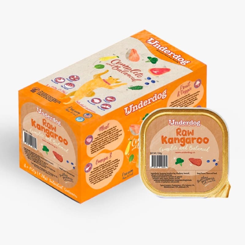 Underdog Kangaroo Raw Frozen Dog Food 1.2kg - Grain-Free High Protein Natural Diet for Dogs - Perfect for Sensitive Stomachs & Allergies - Ideal for Raw Feeding & Training Treats