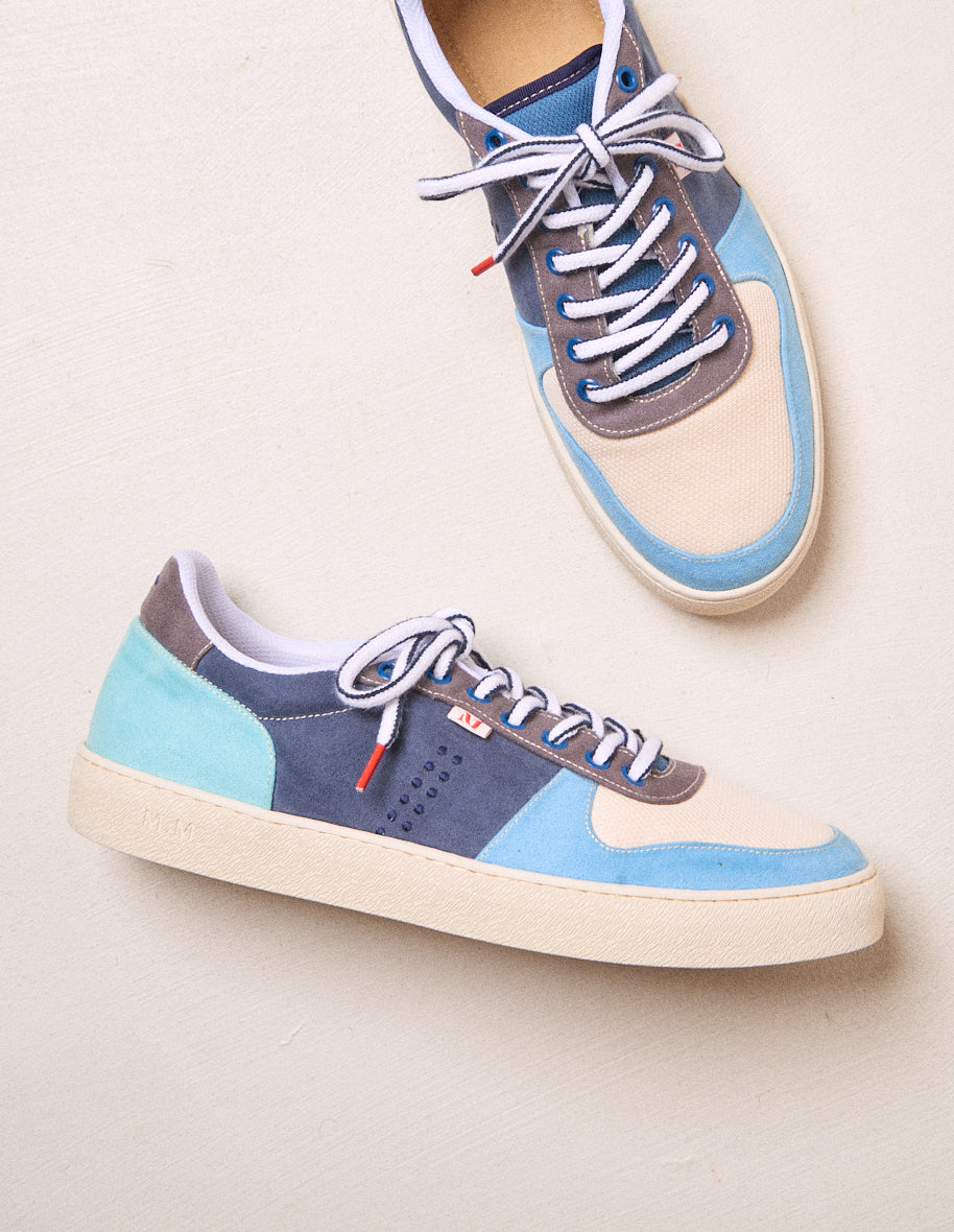 Arthur Vegan Suede & Mesh Baskets - Blue Grey White Low-Top Sneakers | Casual Wear, Street Style, Everyday Comfort