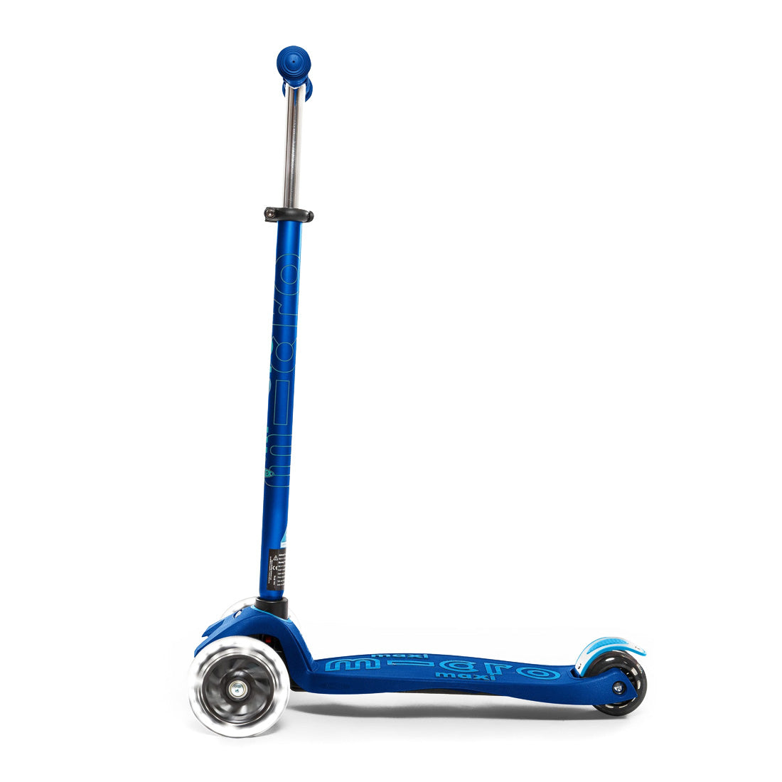 Micro Maxi Deluxe 3 Wheel LED Scooter for Kids - Blue | Light Up Wheels, Smooth Ride | Perfect for Commuting, Neighborhood Fun & Outdoor Adventures