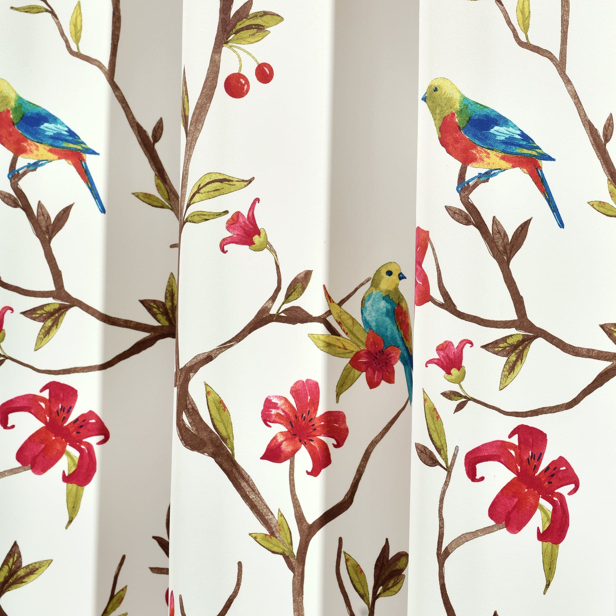 Neela Birds Light Filtering Window Curtain Panel Set - Soft Sheer Drapes for Living Room, Bedroom & Nursery - UV Protection & Privacy