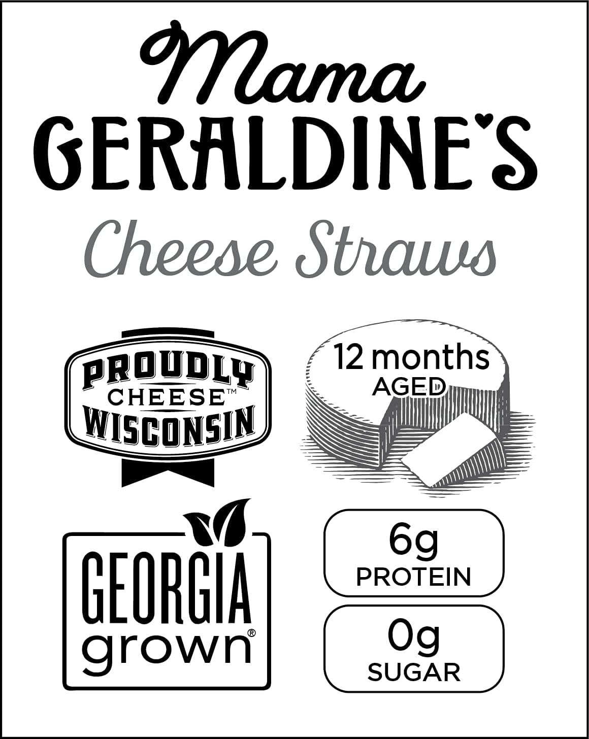 Mama Geraldine's Aged Cheddar Cheese Straws - 4.5oz (1 Pack) - Gourmet Baked Snacks, Crisps & Chips - Perfect for Parties, Appetizers & On-the-Go Snacking