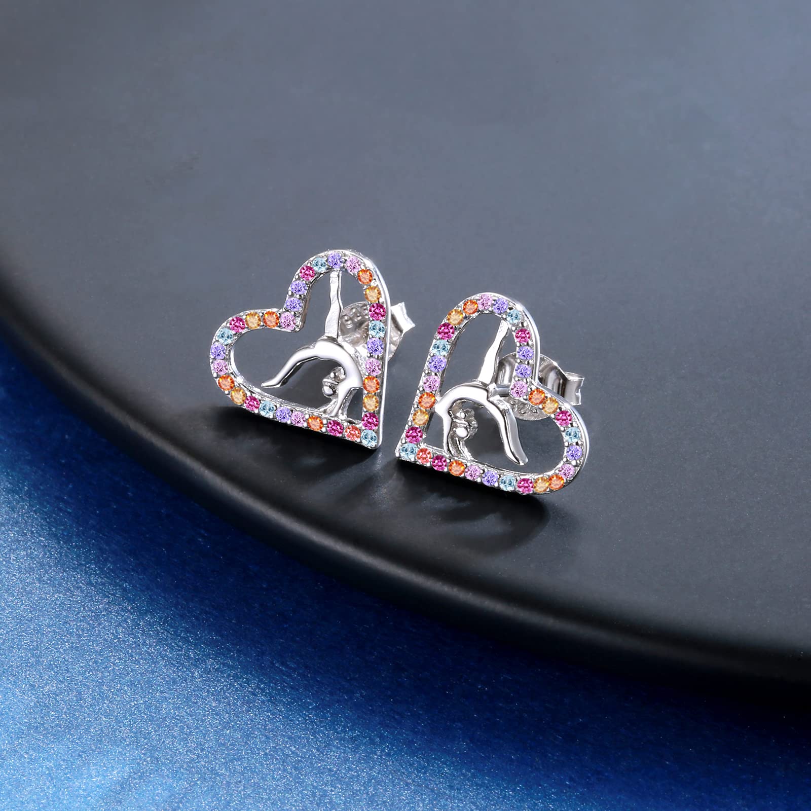 USA Gymnastics Stud Earrings for Women - 925 Sterling Silver Team USA Jewelry - Sporty Fashion Earrings for Gymnasts - Perfect Birthday & Christmas Gifts for Athletes (Great for Competitions, Training & Everyday Wear)