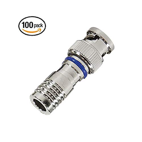 100PCS eSecure BNC Male Compression Connectors for RG59 Coaxial Cable - CCTV Security Camera Adapter Kit - Perfect for Surveillance System Installation & Maintenance