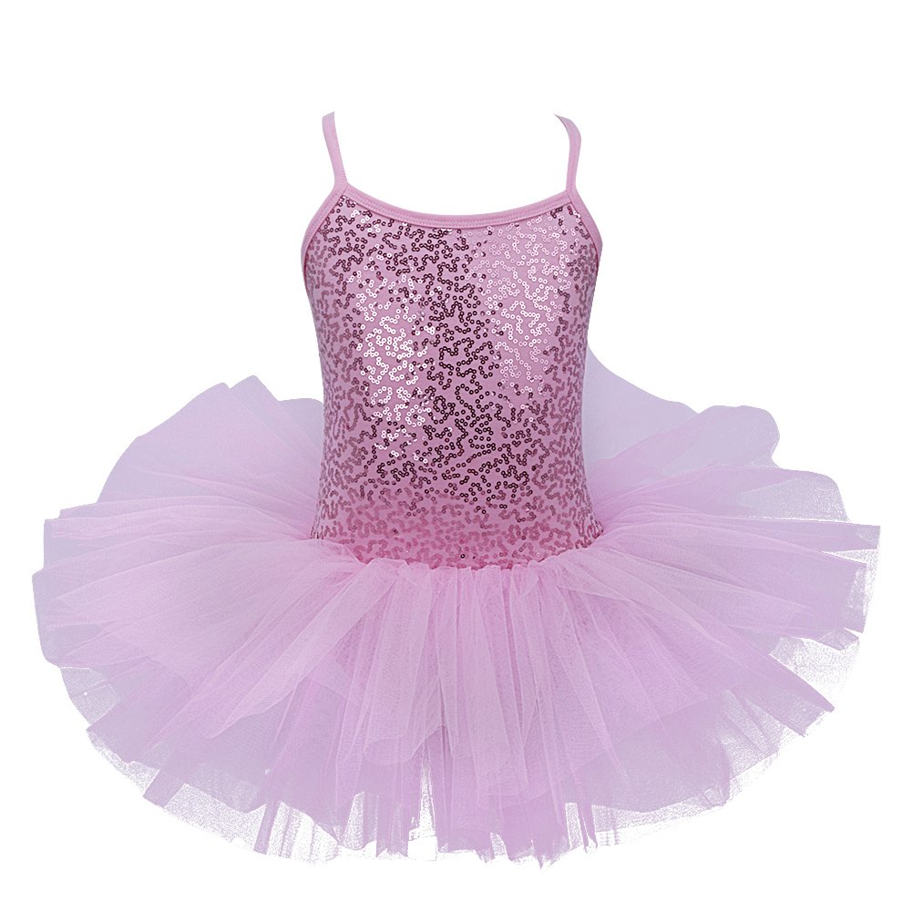 iEFiEL Girls Sequined Ballet Dance Dress - Sparkly Spaghetti Strap Gymnastics Leotard for Ballerina Costume & Performance | Perfect for Recitals, Competitions & Dance Classes